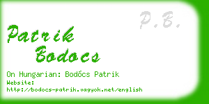 patrik bodocs business card